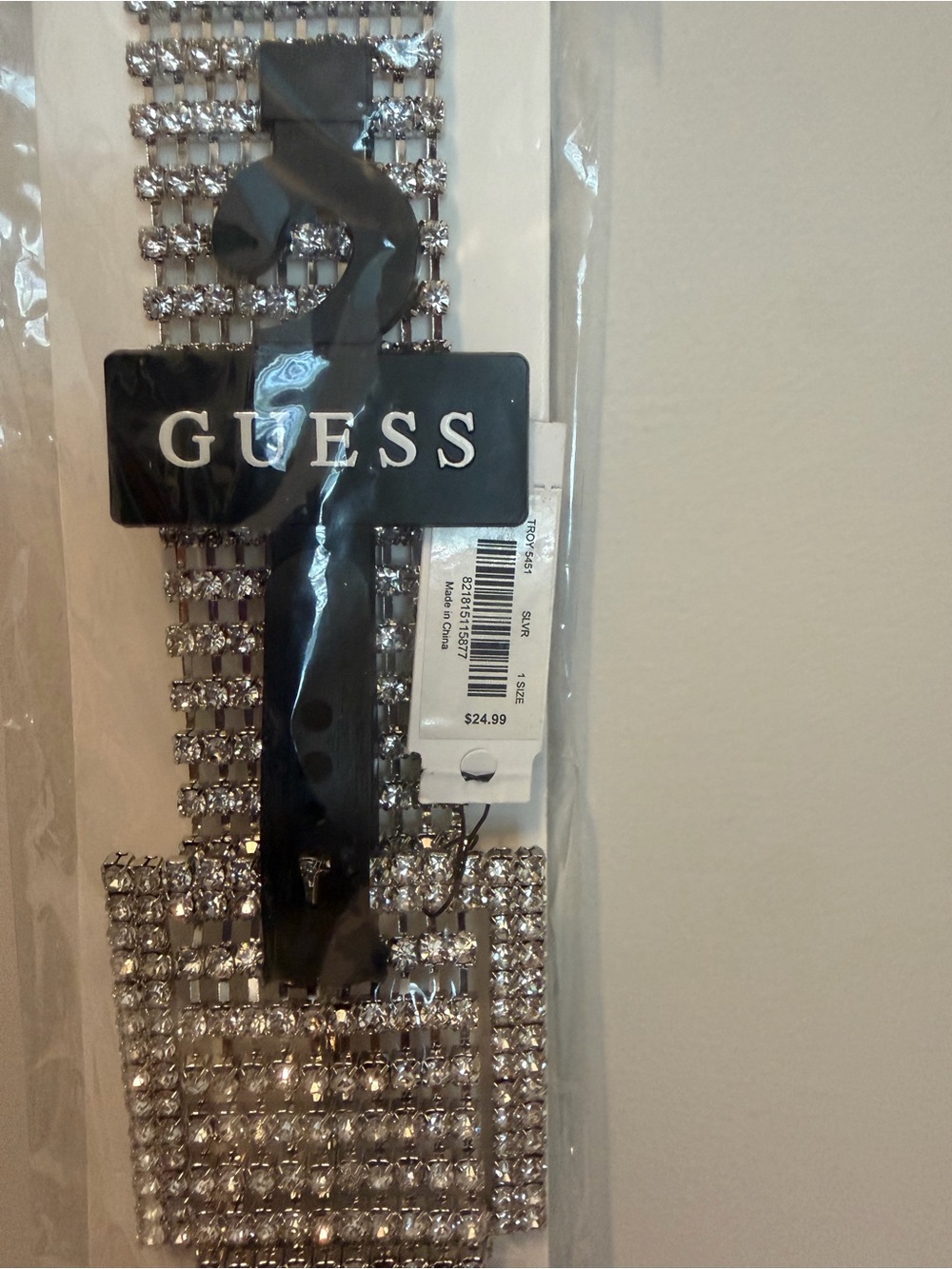 GUESS Silver Rhinestone Mesh Belt NWT - Picture 2 of 2